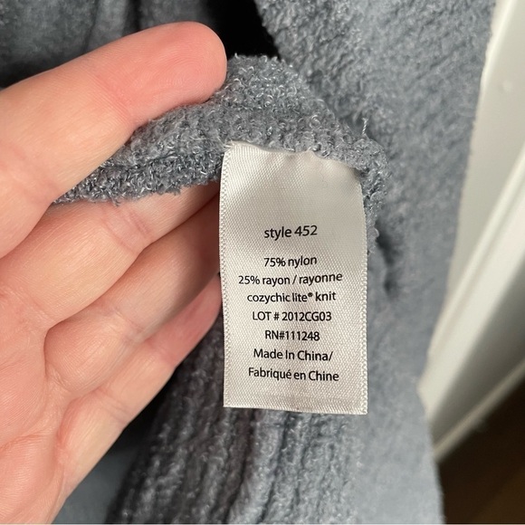 Barefoot Dreams CozyChic Lite Open Front Circle Cardigan in Blue/Gray L/XL - Picture 10 of 11